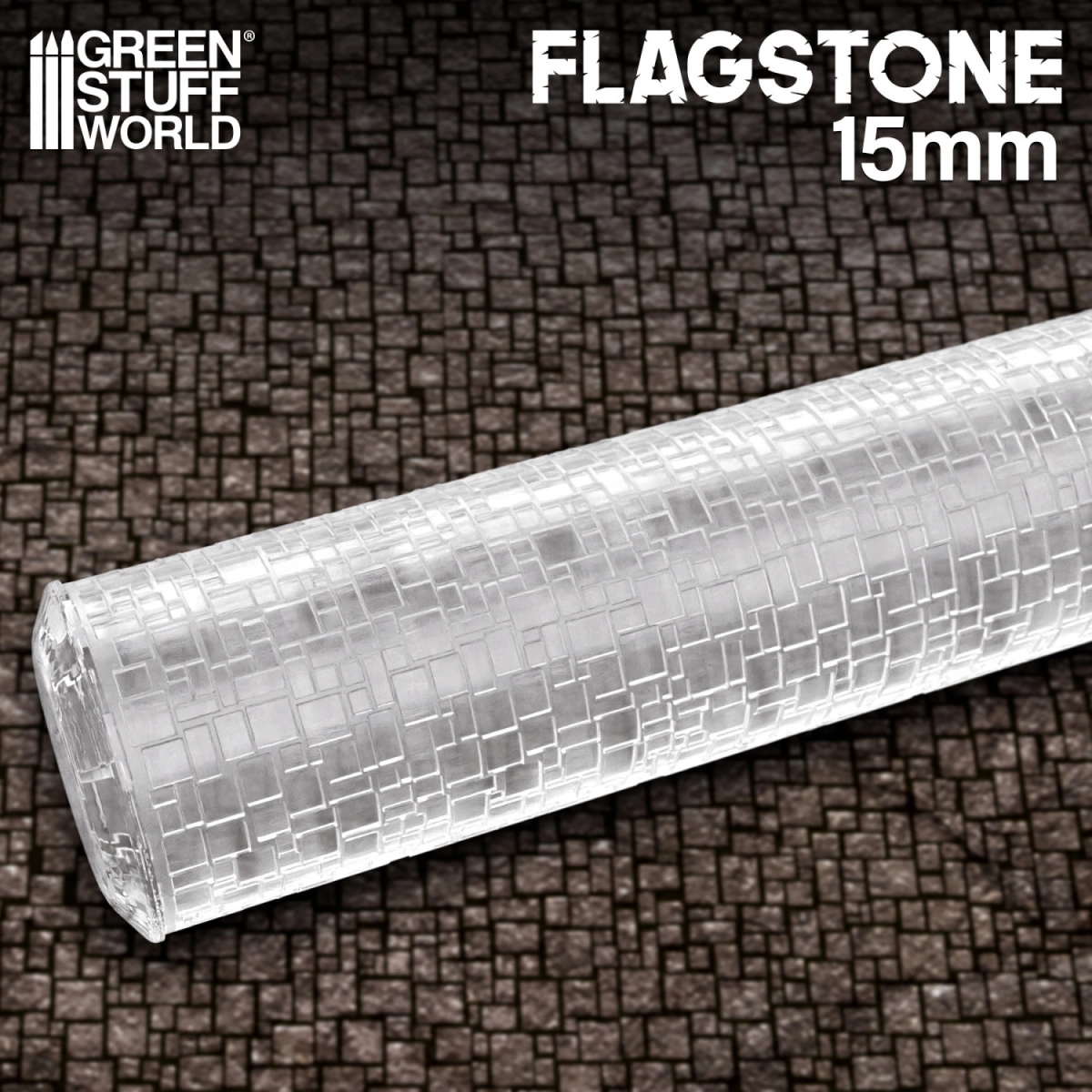 （預購）Green Stuff World 紋理滾滾棒：Rolling Pin Flagstone 15mm