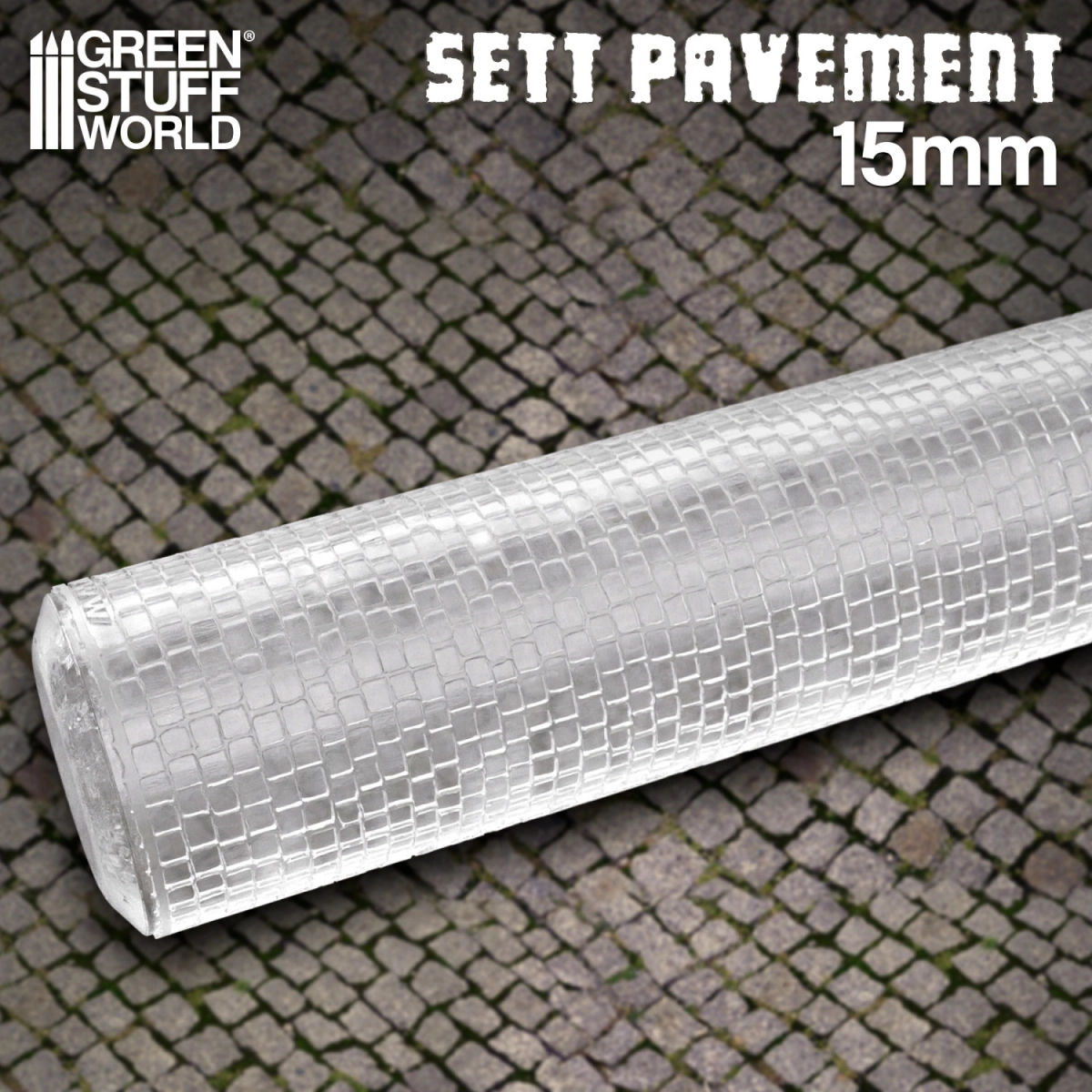 （預購）Green Stuff World 紋理滾滾棒：Rolling Pin Sett Pavement 15mm