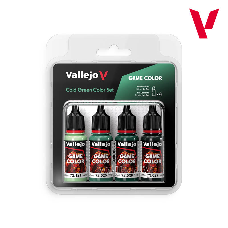 Acrylicos Vallejo 顏料套裝：Cold Green Color Set 72383