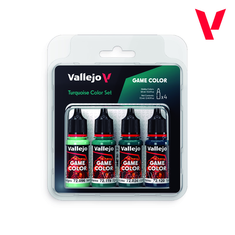 （預購）Acrylicos Vallejo 顏料套裝：青綠色套裝 72390