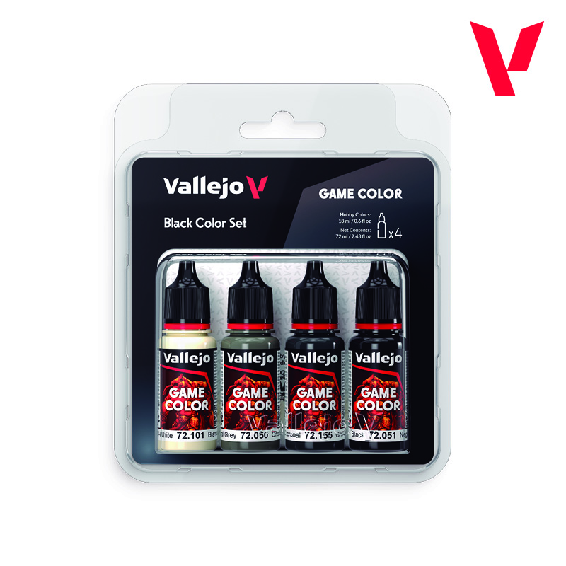 （預購）Acrylicos Vallejo 顏料套裝：黑色套裝 72393