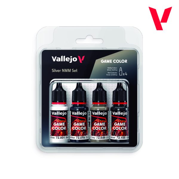 （預購）Acrylicos Vallejo 顏料套裝：非金屬質感銀色套裝 72394