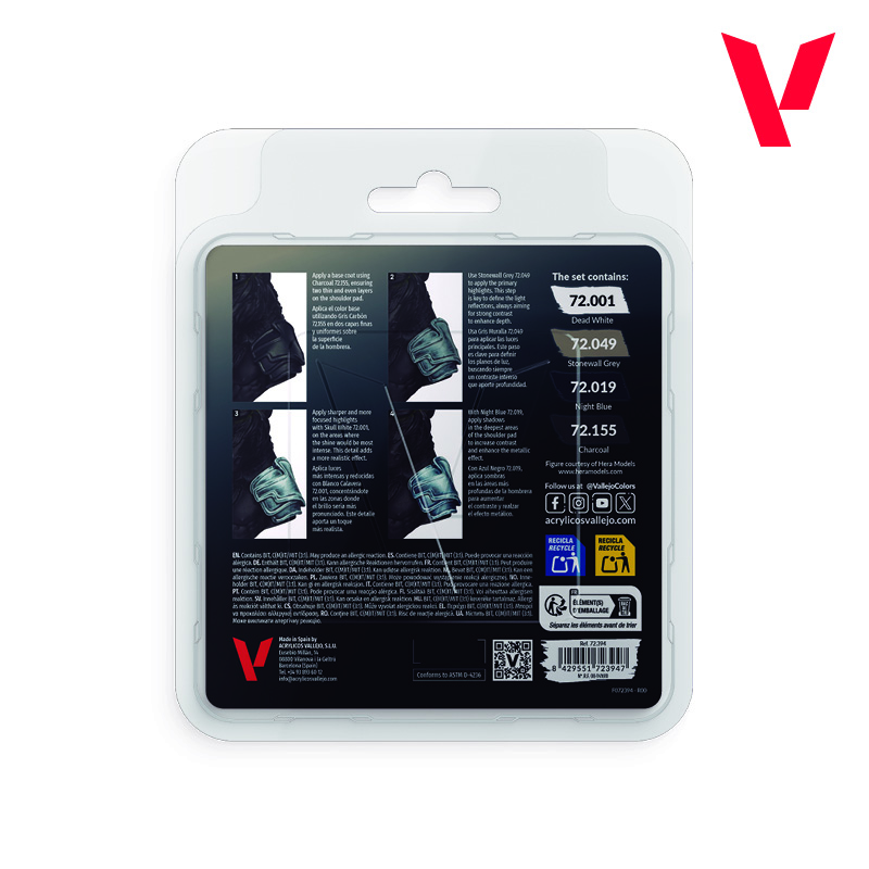 （預購）Acrylicos Vallejo 顏料套裝：非金屬質感銀色套裝 72394