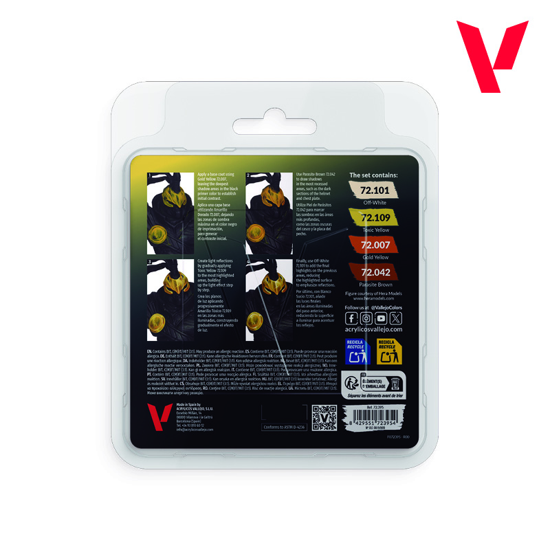 （預購）Acrylicos Vallejo 顏料套裝：非金屬質感金色套裝 72395