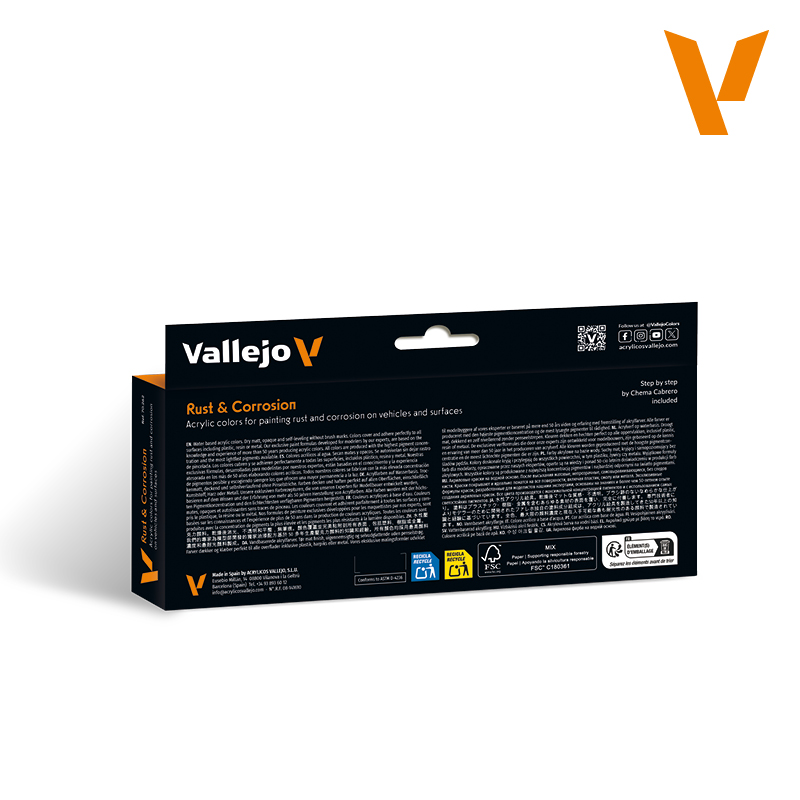 Acrylicos Vallejo 顏料套裝：生鏽與腐蝕顏色套裝 70262