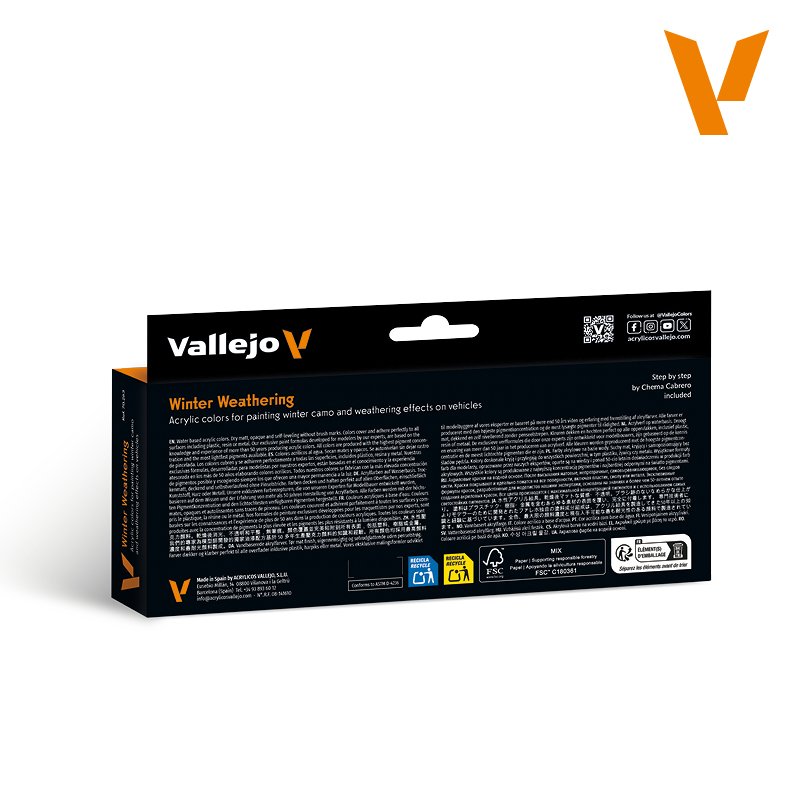 Acrylicos Vallejo 顏料套裝：戰車冬季迷彩舊化顏色套裝 70263