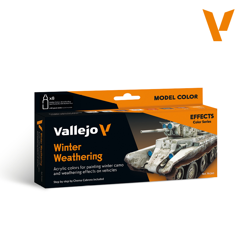 Acrylicos Vallejo 顏料套裝：戰車冬季迷彩舊化顏色套裝 70263